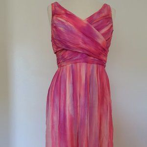 NEW Coral Purple Short Chiffon Dress 6 8 10 large pink red bridesmaid party med